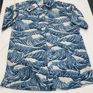 Blue Wave Pattern Men's Polo Shirt